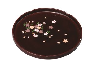画像1: 10.0 丸（花型） 盆 溜 里桜