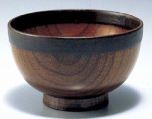画像1: 木製 汁椀 京型布張