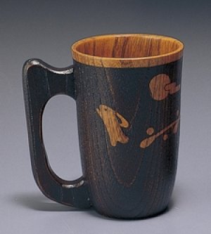 画像1: 木製 ビールカップ ウサギ彫