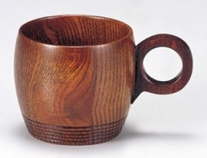 画像1: 木製 コーヒーカップ ライン 拭漆