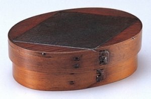 画像1: 木製 小判型 ワッパ弁当箱 布張 小（仕切付）