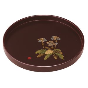 画像: 木製 丸盆 桜草