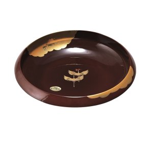 画像: 7.5 菓子鉢 溜 金雲昇鶴