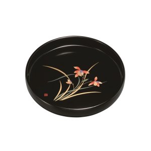 画像: 木製 10.0 丸盆 黒 大和ラン