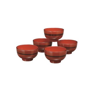 画像: 　レンジ汁椀 布袋型 杢目（5客入）（食器洗浄機対応）
