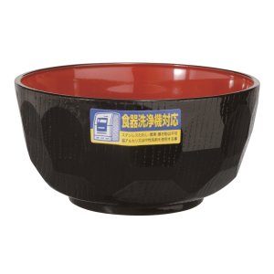 画像: 　5.0 丼 亀甲黒内朱（耐熱）（食洗機対応）