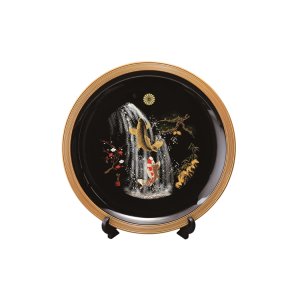 画像: 　12.0 大皿 黒 鯉の滝のぼり（菊紋入） （ABS・皿立付）