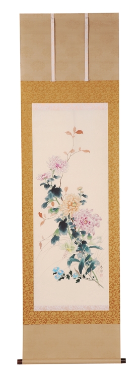 画像1: 　菊と百合 間野春園筆