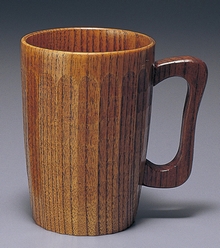 画像1: 木製 ビールカップ 亀甲